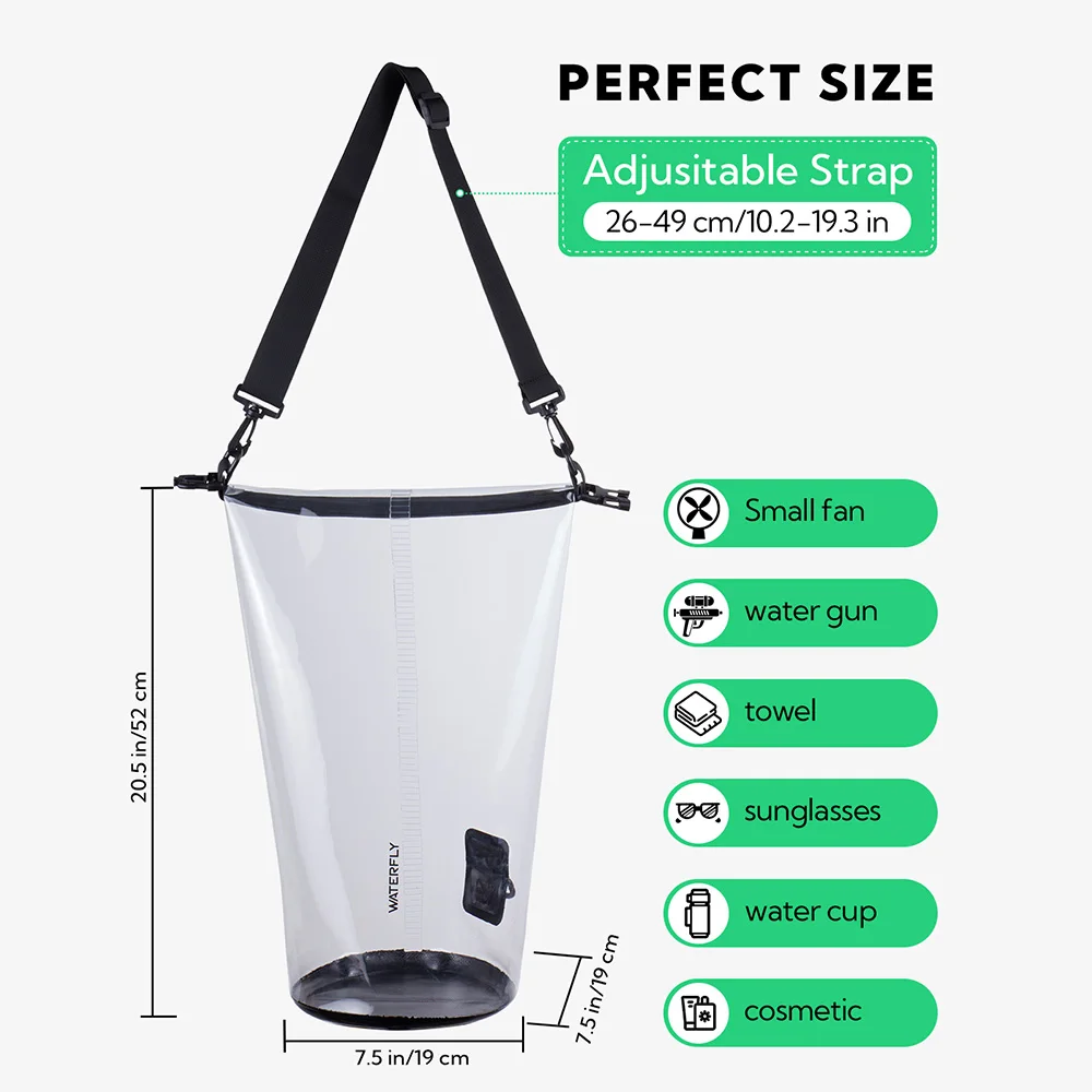 Clear Crossbody Purse Bag Waterproof Bag Floating Dry Sack for Kayaking Boating Stadium Approved Concerts Bag