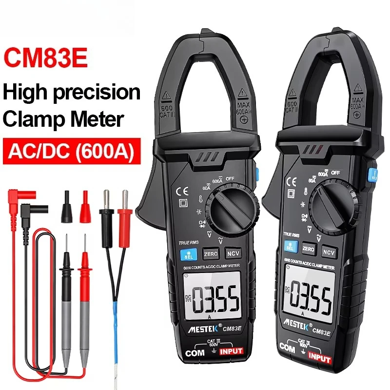6000 Counts Auto Range Digital Clamp Meter AC DC 600A True RMS with NCV Auto Ammeter Clamp Meter
