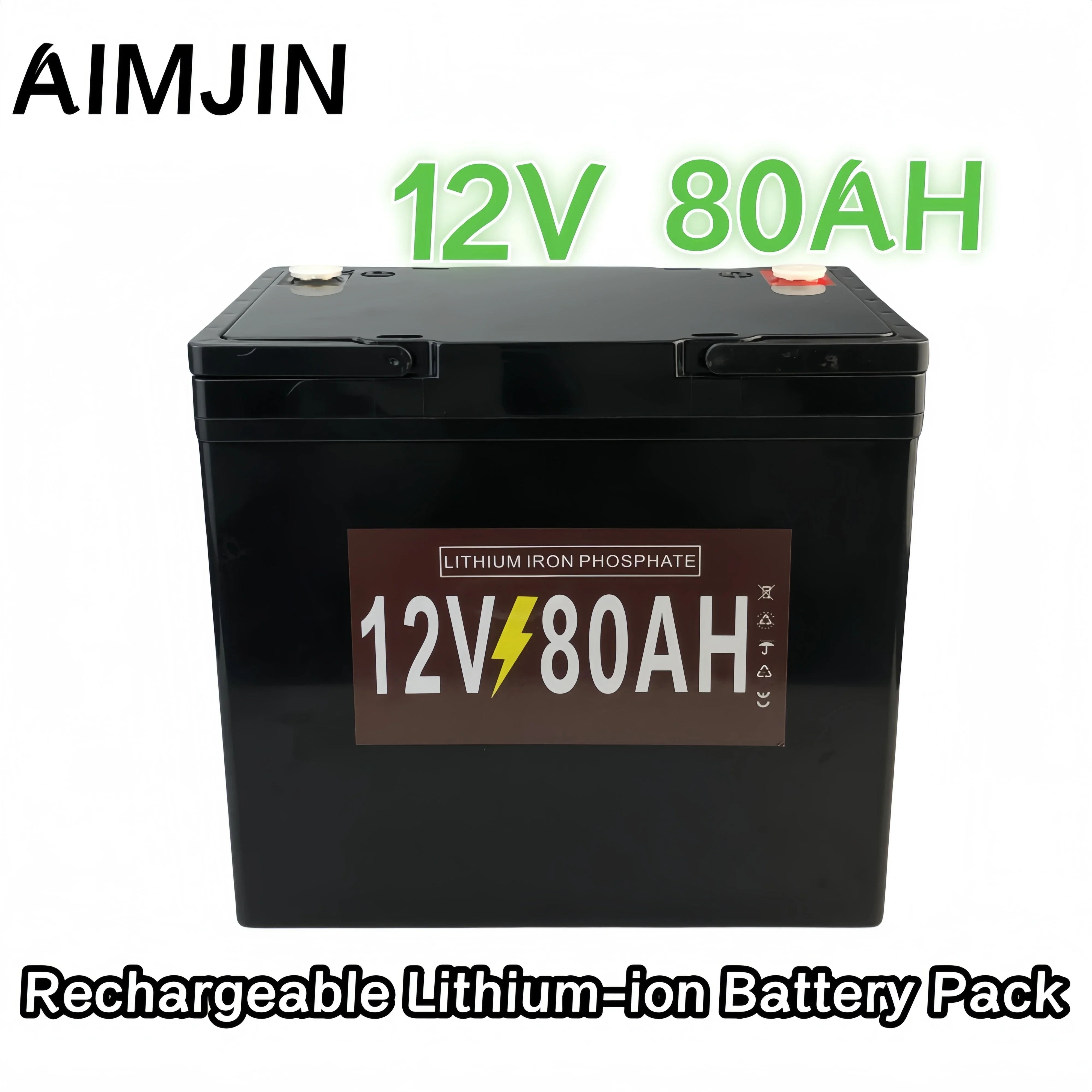 

12V 80Ah LiFePO4 battery with build in BMS lithium iron phosphate battery, suitable for RV camp generation solar power systems