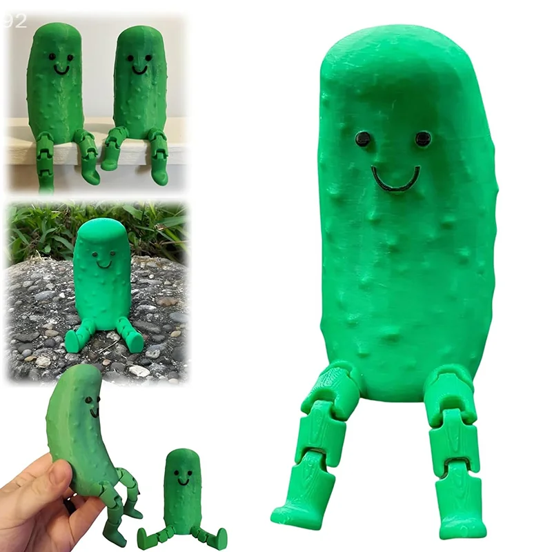 3D Printed Pickle Ornament Pickle Pals Statue Funny Emotional Support Toy With Flexible Legs Desk Decoration For Pickle Lovers