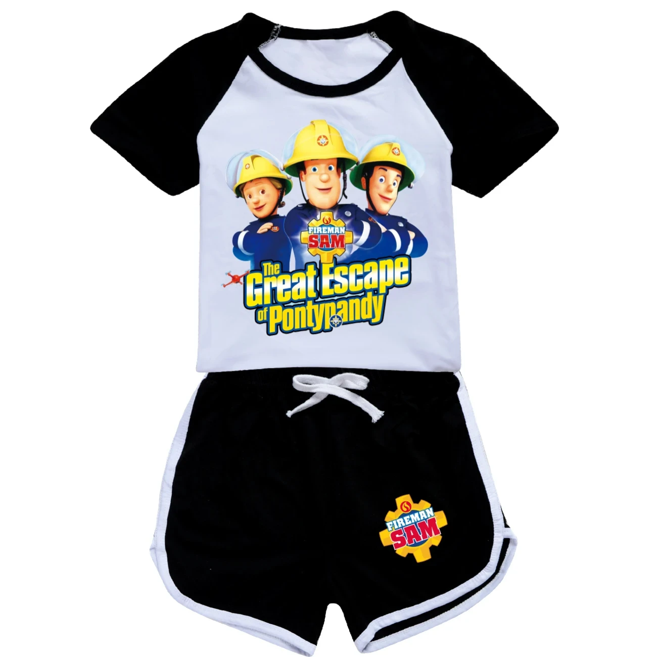 Children's Tracksuit Fireman Sam Clothes Kids New Summer Outfits Junior Boys Short Sleeve Tops Shorts 2pcs Set Girls Sportsuits