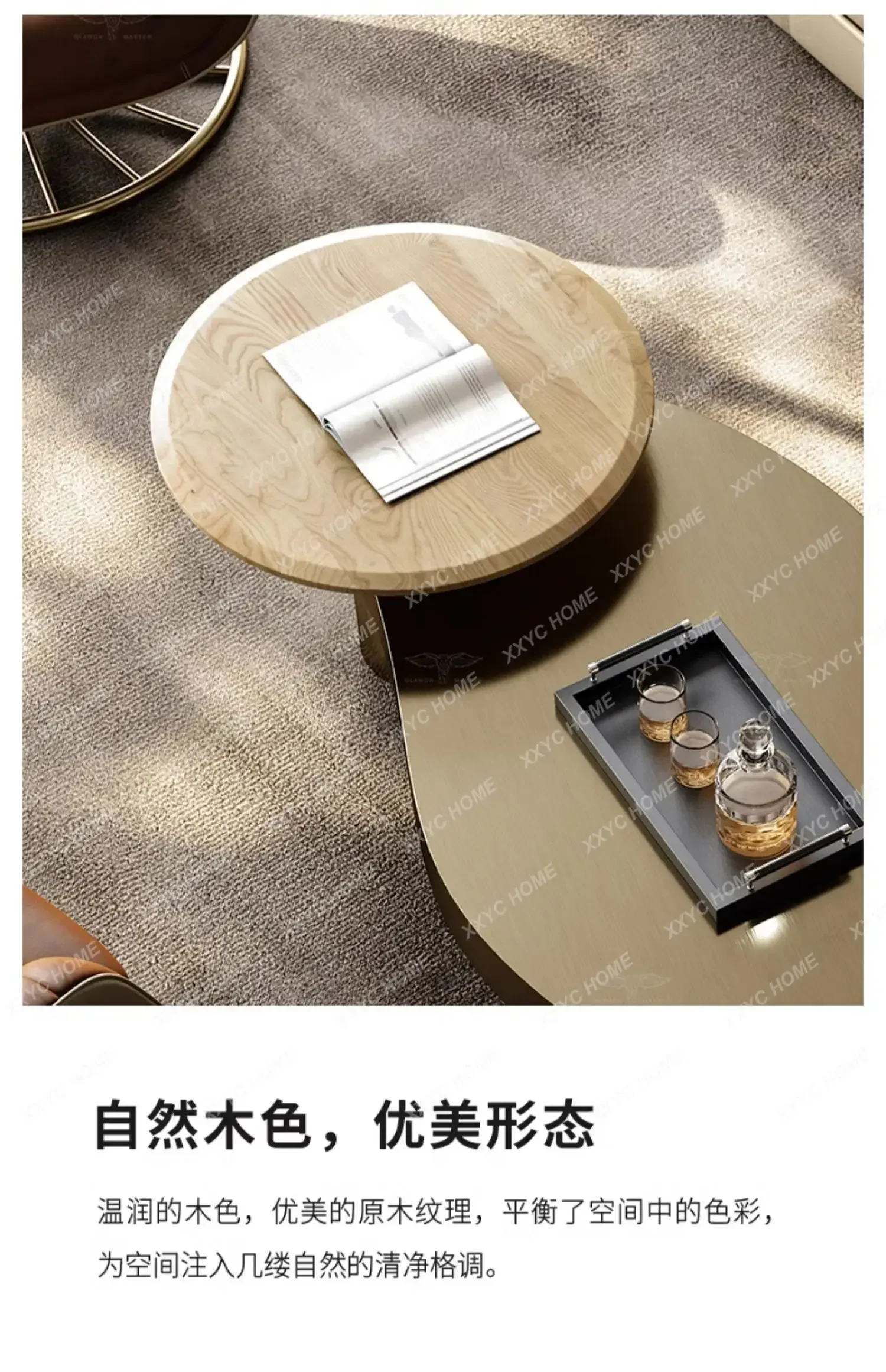 VHminimalist coffee table villa living room household coffee table TV cabinet light luxury modern marble coffee table