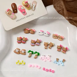 50pcs Hawaii Black Hello Kitty Nail Jewelry 3d Coconut Leaf Cute Cartoon Nail Charms Kt Resin Nail Decoration Accessories