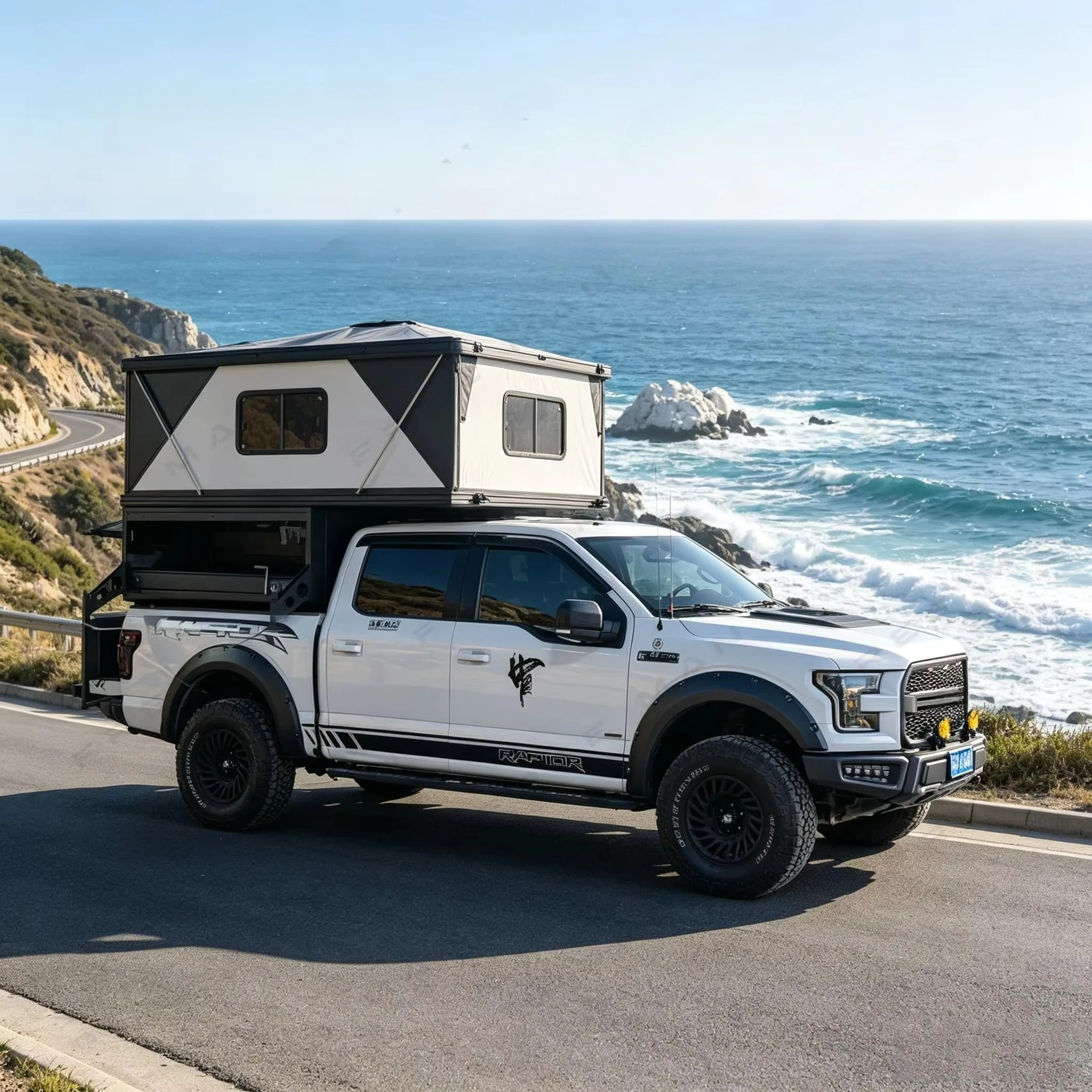 New Arrival Aluminum 4X4 Truck Camper Pop up Hard Sided Shell Roof Top Tent Four-Season Snowproof Large Space