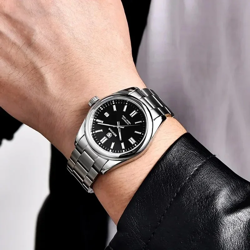 Latest BENYAR 5185 Men's Fully Automatic Mechanical Watch Fashion Calendar Stainless Steel 100M Waterproof Watches for Man