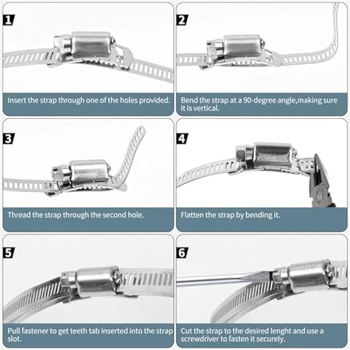 A32P_304 Stainless Steel Hose Clamps-for DIY, Cut-To-Fit 19.5 FT Strap+15 Fasteners Kit Adjustable Worm Gear Band Clamps Duct