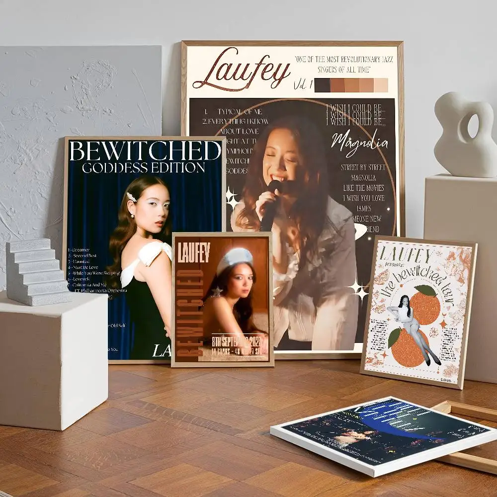 Singer L-Laufey B-Bewitched Whitepaper Poster Waterproof Paper Sticker Coffee House Bar Posters Wall Stickers