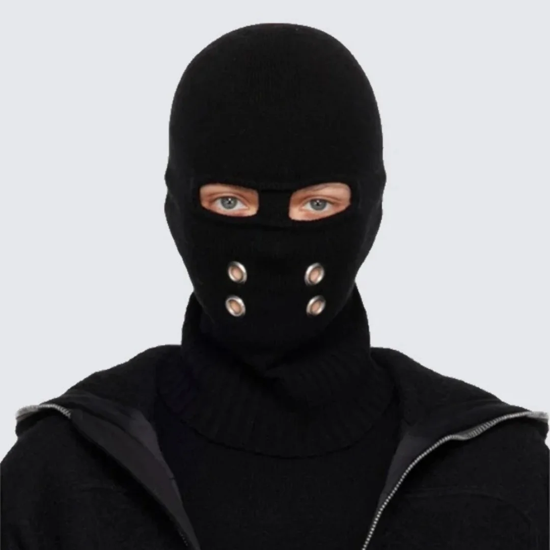 العصرية الشرير الصخرة محبوك قناع بالاكلافا للرجال والنساء Y2K الهيب هوب نمط قبعة صغيرة دافئة