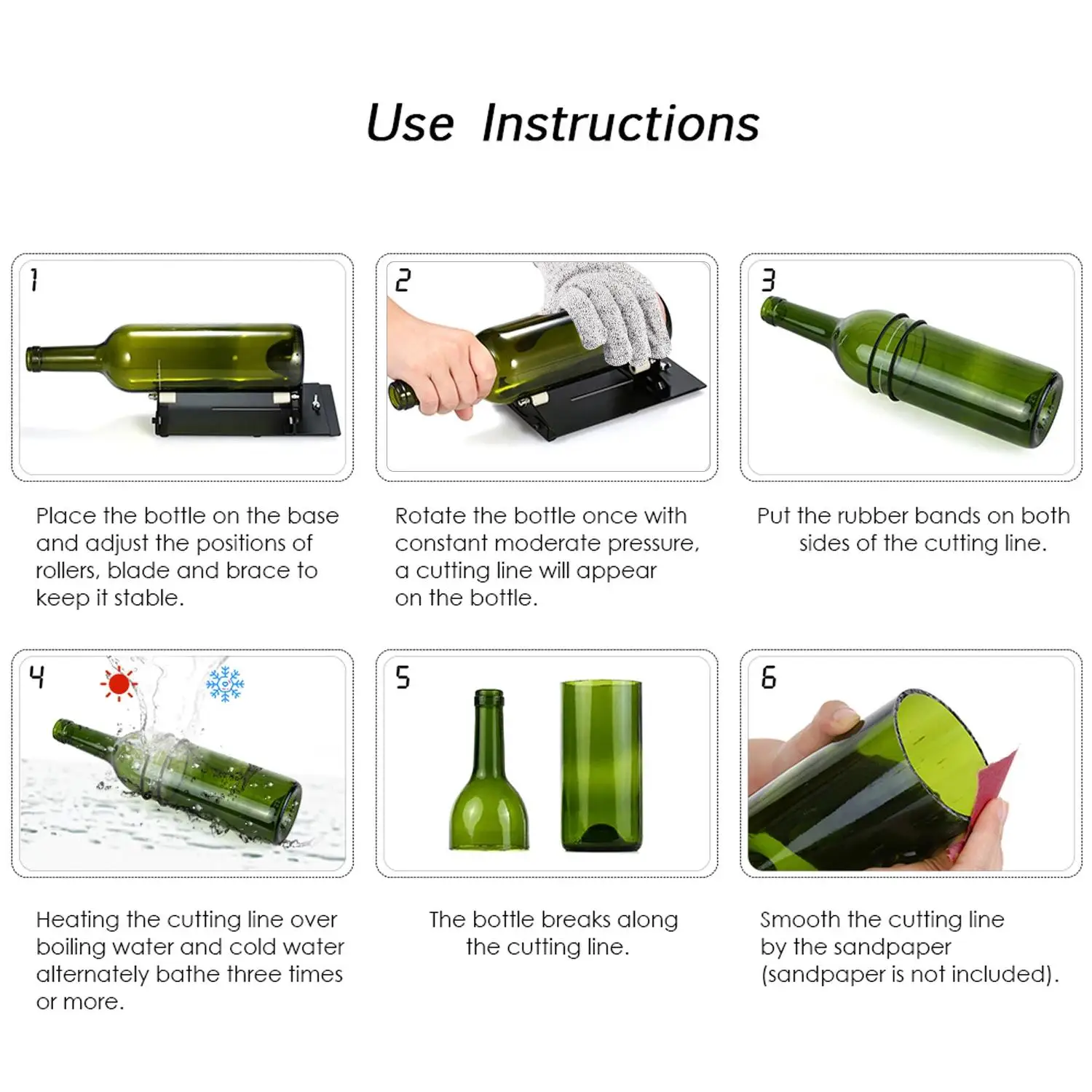 Glass Cutter Glass Bottle Cutter Cutting Tool Square and Round Wine Beer Glass Sculptures Cutter for DIY Glass Cutting Machine