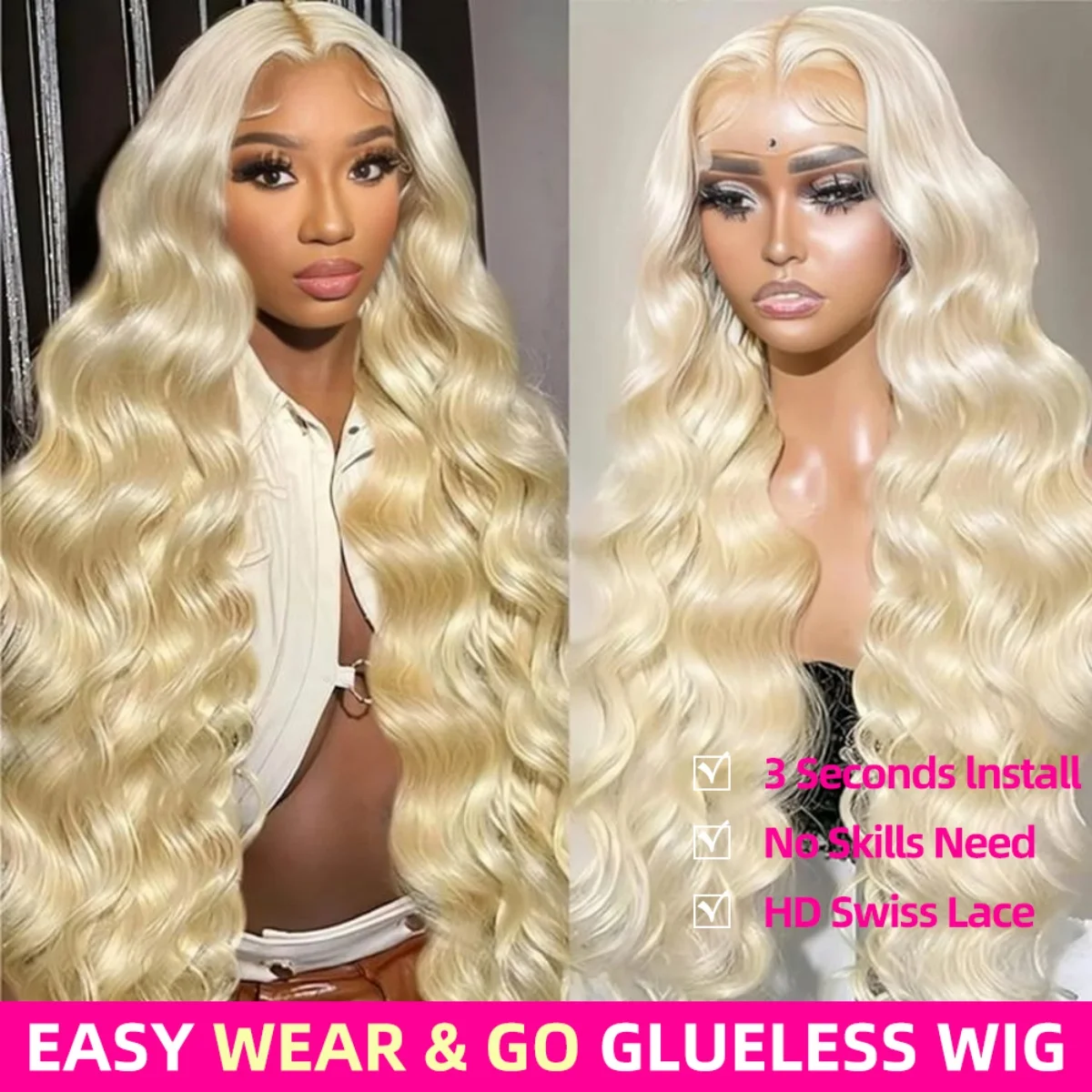 

blonde 613 lace front wigs 13x6 hd lace wig Transparent 250% Density Blonde HD Lace Frontal Wig Body Wave Lace Front Wigs