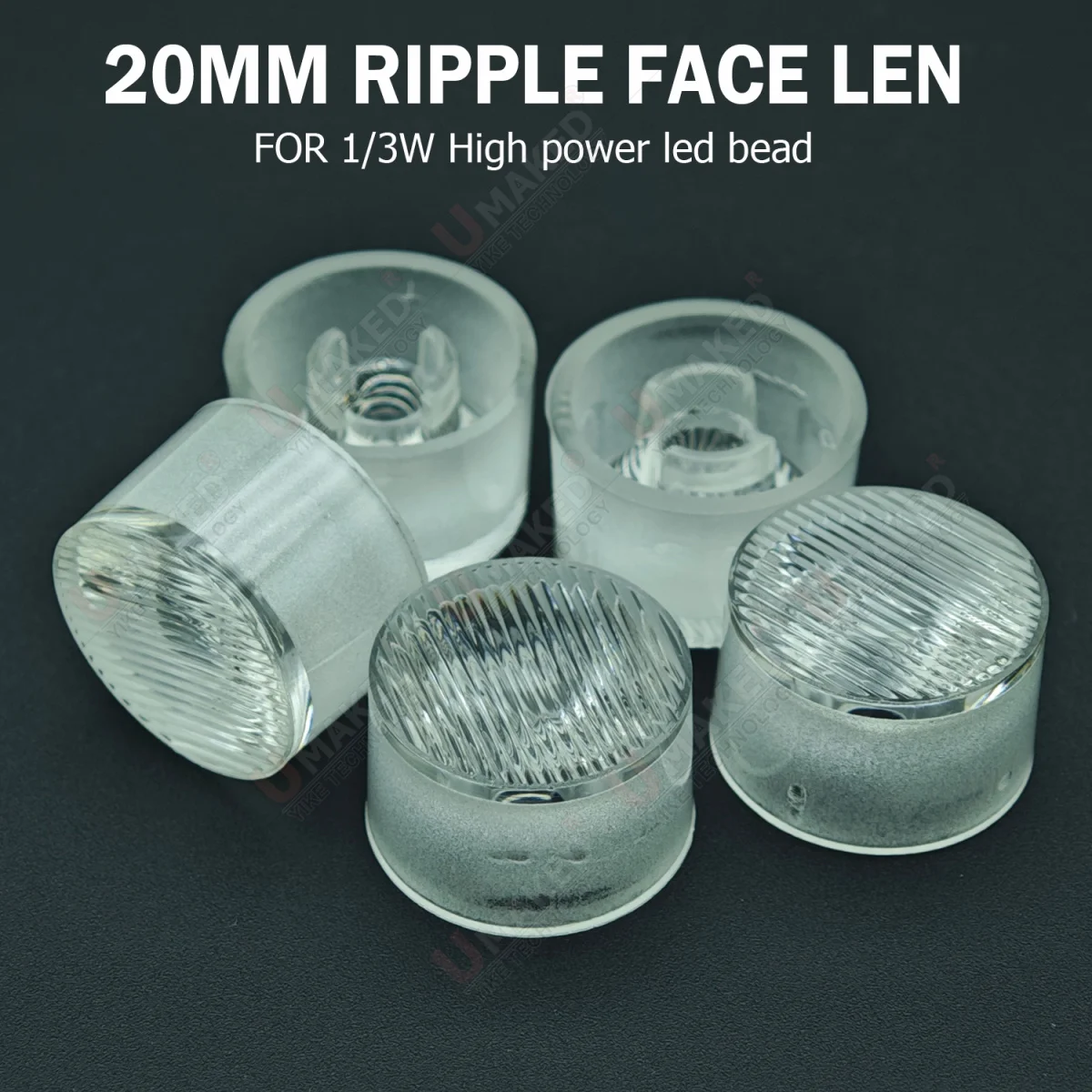 30pcs 20mm Ripple surface led lense for 1/3W chip bead, PC LED Lens Reflector Collimator For 1W 3W 5W LED Light Lamp Bulb diy