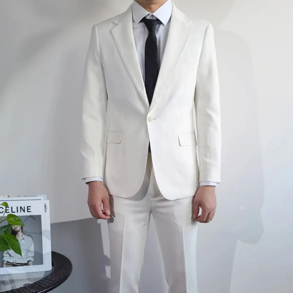 

Formal 2PCS Men Tuxedo Fashion Blazer Pants Business Men Suits Single Breasted Lapel Formal Party Wedding Groom Tuxedos