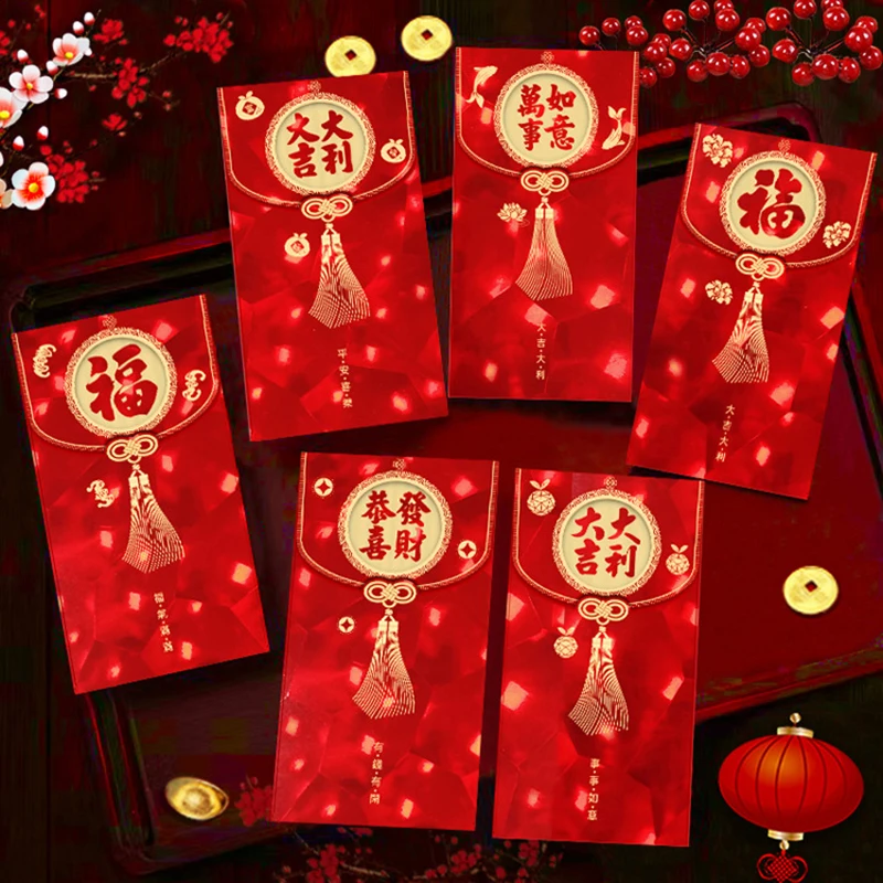 6Pcs Chinese New Year Red Bag Spring Festival Red Envelopes 3D Snake Lucky Money Pockets Chinese Zodiac Snake Year Red Envelopes