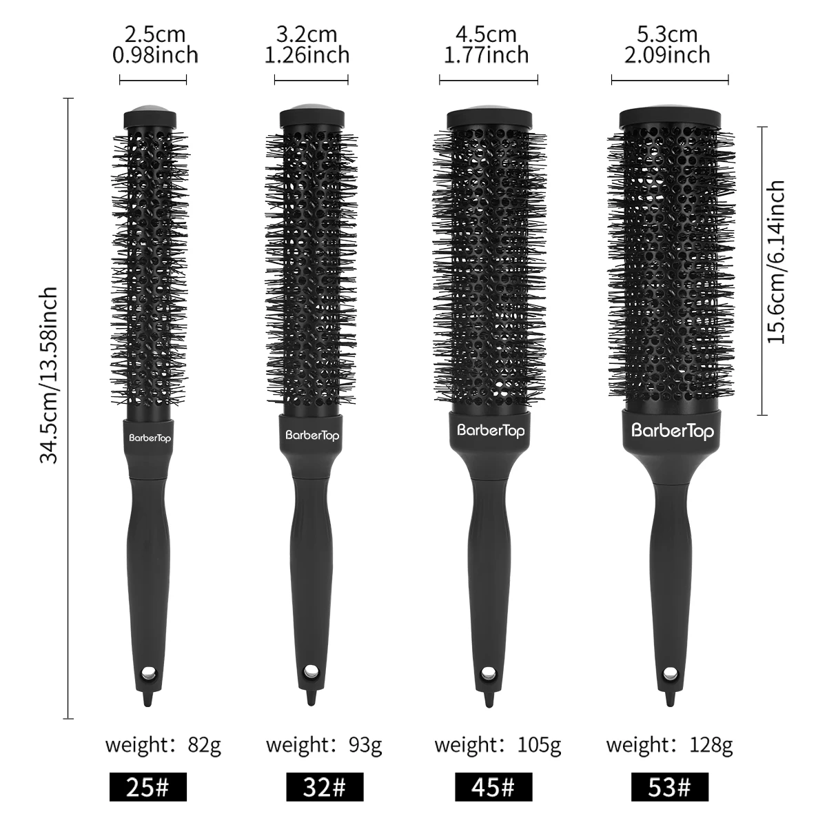 BARBERTOP Round Comb Curly Hair Rollers Brush Boar Bristle Round Barrel Hair Curling Brush Barber Hairbrush