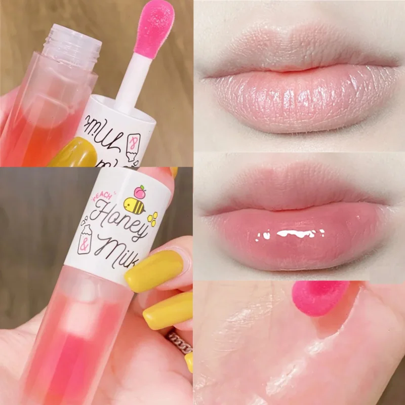 Milk Honey Peach Lip Gloss Moisturizing Anti-cracking Fades Lip Line Lip Oil Nourish Smooth Water Light Lips Care Mask Cosmetics