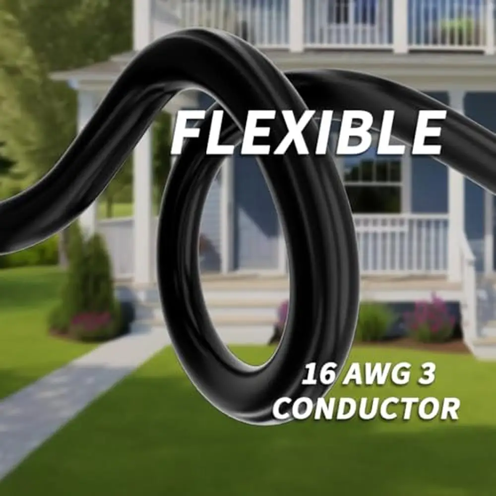 100 ft Black Outdoor Extension Cord Weatherproof Flexible 3 Prong Indicator Safe Multipurpose Long Power Socket 16 Gauge IP65