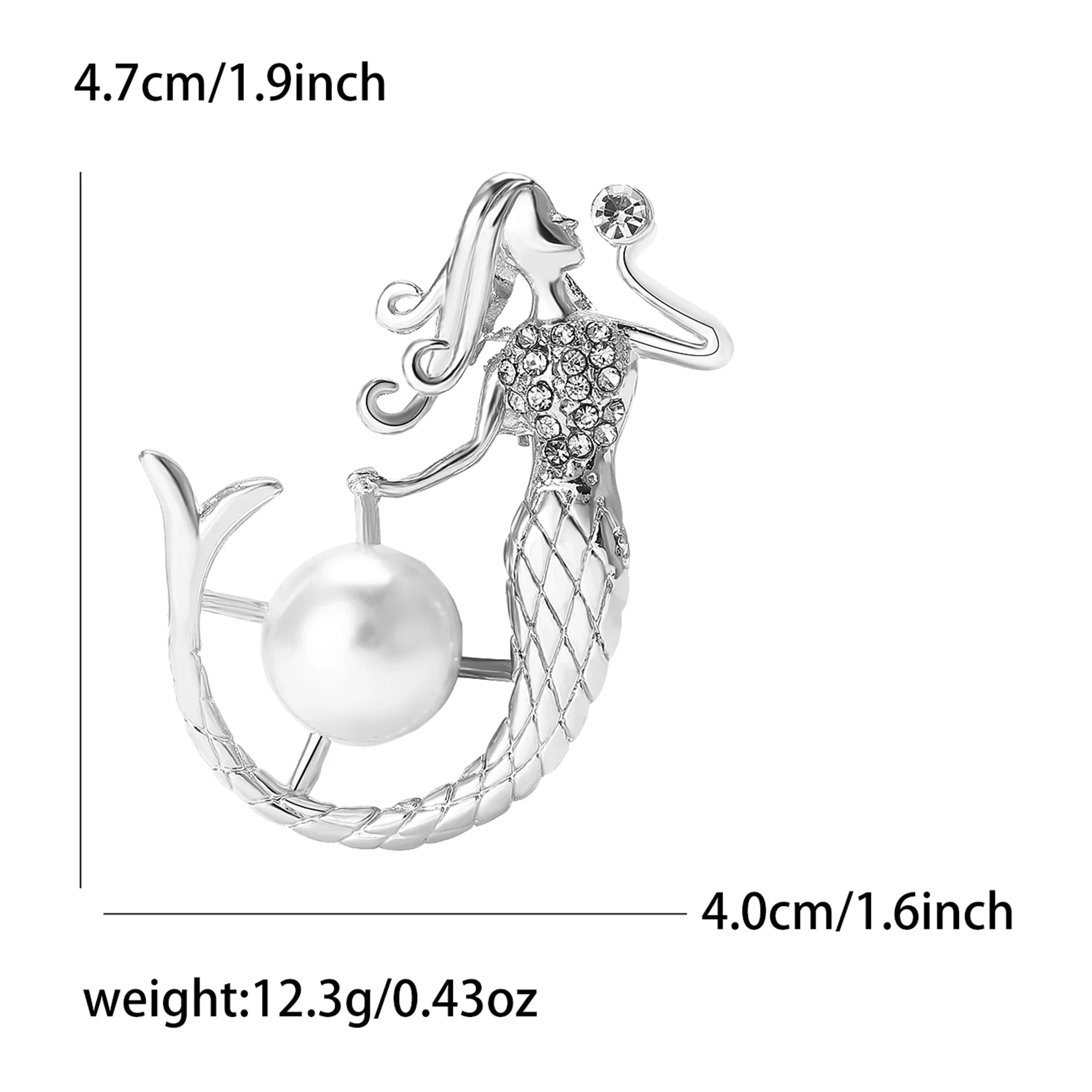 Beaut&Berry Trendy Exquisite Pearl Mermaid Brooches for Women Character Pins Friends Party Gifts Banquet Jewellery Accessories