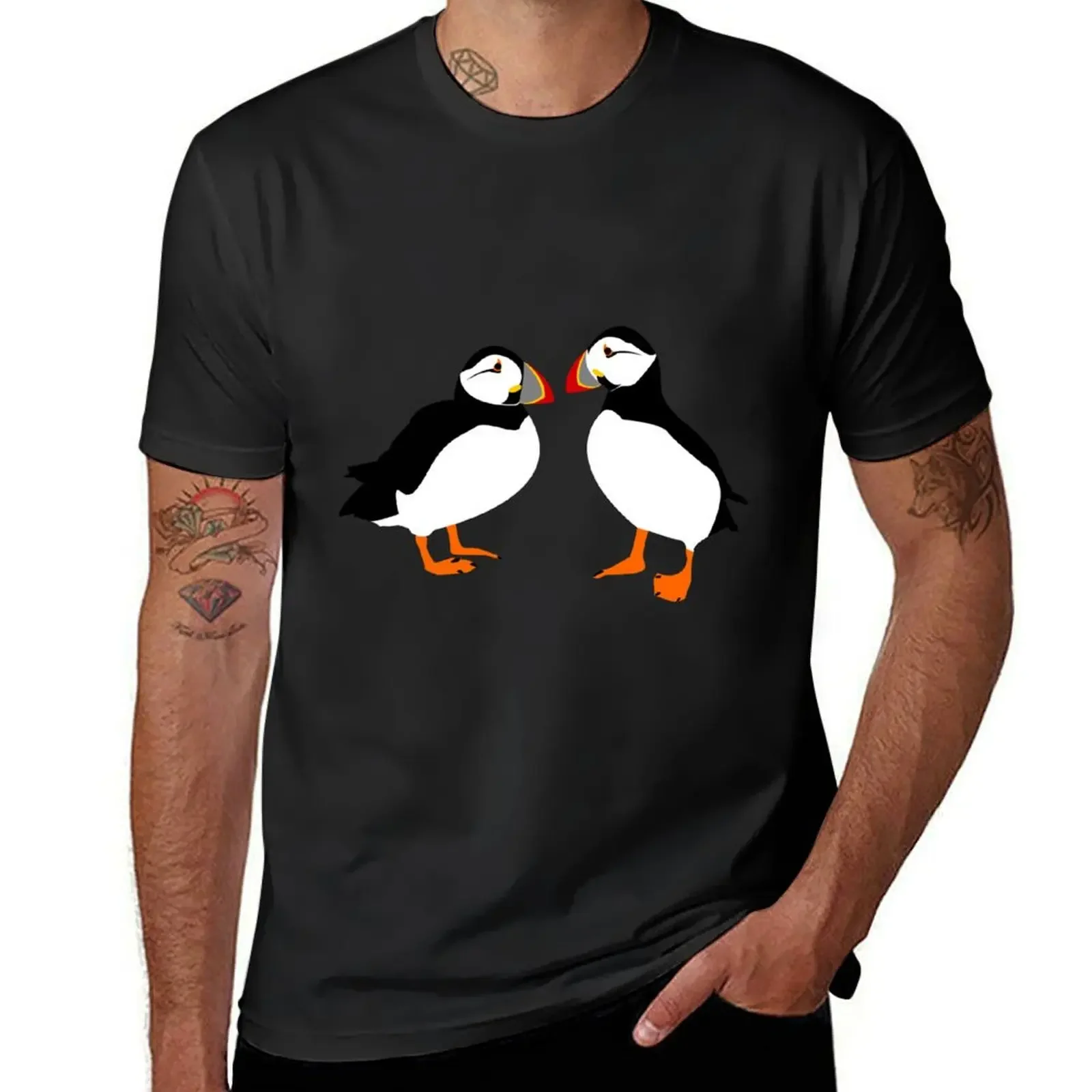 Farne Island Puffins T-Shirt Short sleeve tee blacks compression shirt men