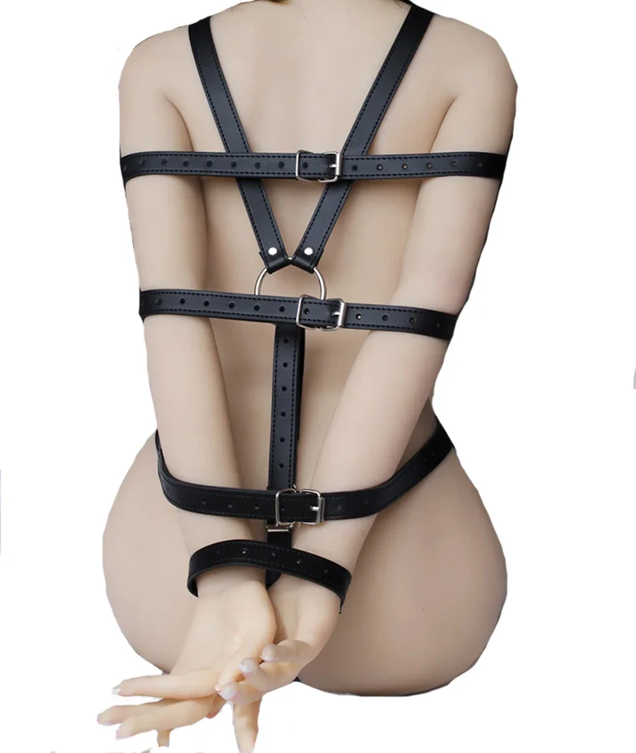 Bdsm Discipline Belt Full Body Leather Bondage Restraint Straps Hand Behind Back Bondage, Sexy Exotic Costumes toys sex position