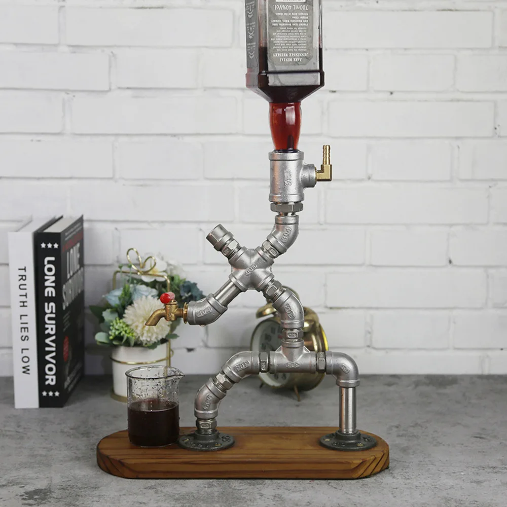 Stainless Steel Water Pipe Robot Drinks Stand For Home Bar Bottle Optics Wine Upside Down Drink Dispenser Decoration Wine Rack