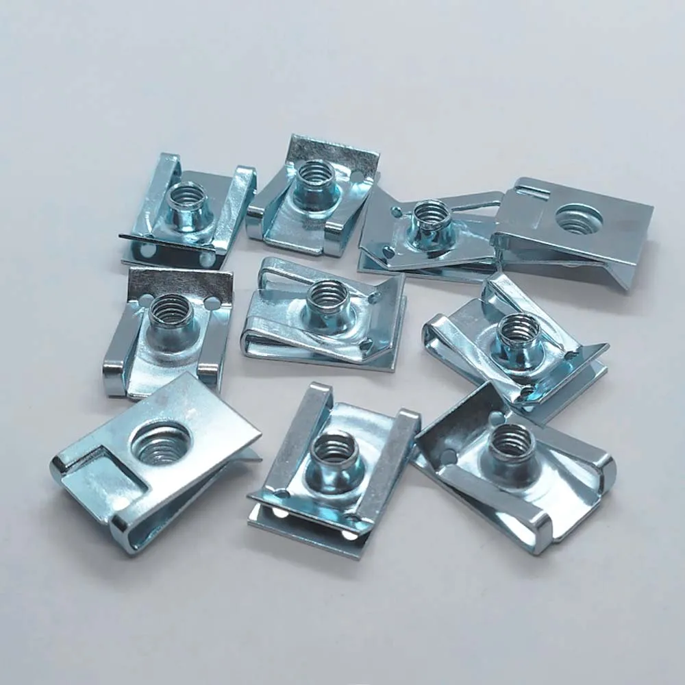 10pcs M4/M5/M6/M8 Car Spring Steel U Type Clips with Thread 8mm 5mm 6mm 4mm Reed Nuts for Auto Motorcycle Scooter ATV Moped
