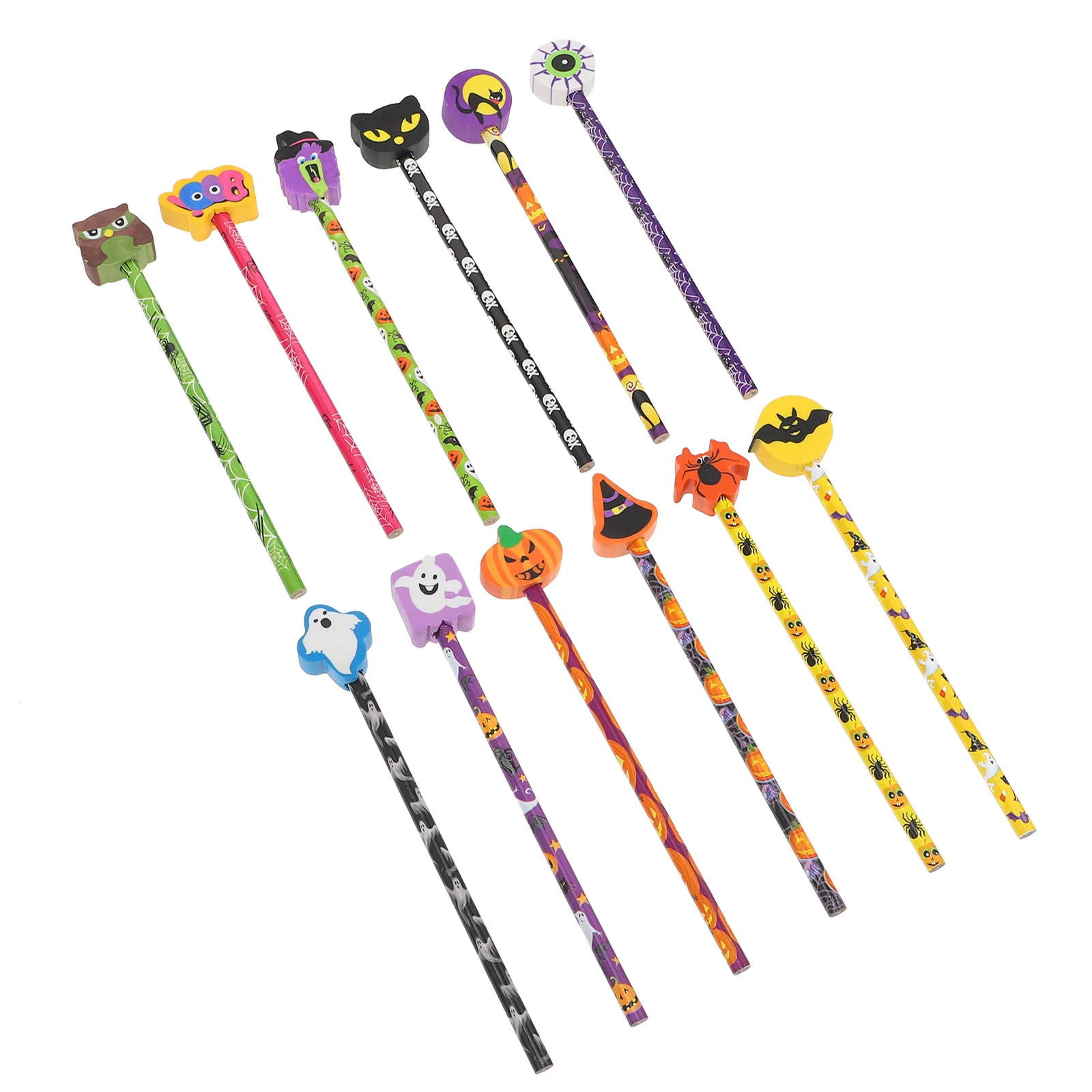 

24 Pcs Party Supplies Halloween Pencil Travel Erasers for Kids School Wood Pencils Stationery