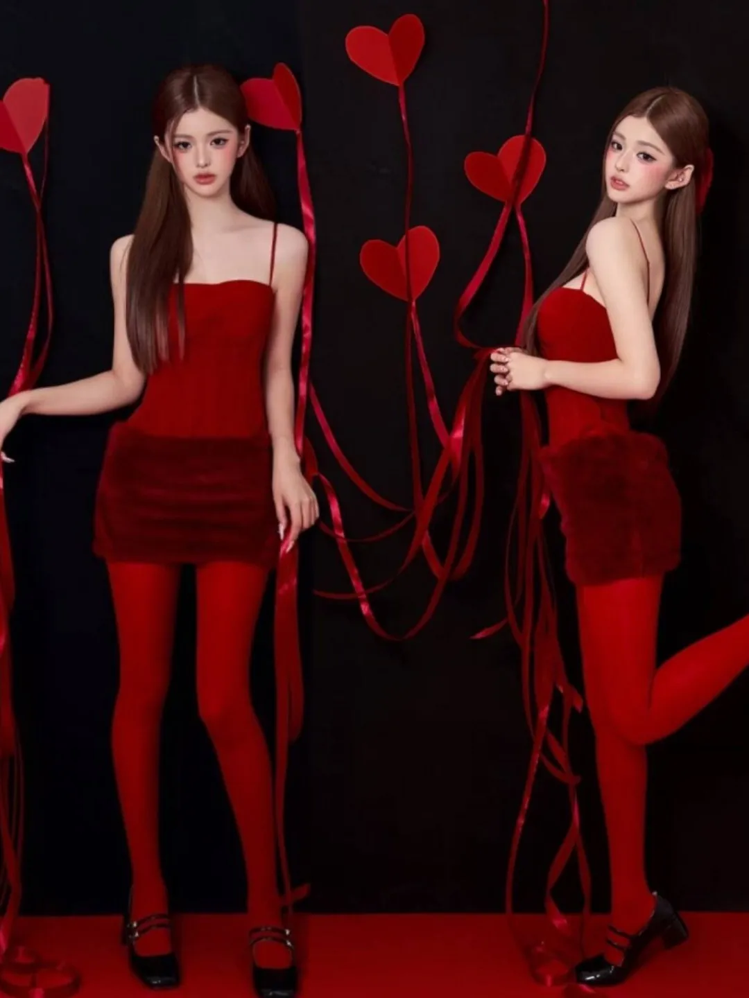 

New Red Strapless Dress Chinese Style Photography Studio Personal Artistic Portrait Clothing Women's Fashion Ethnic Costume