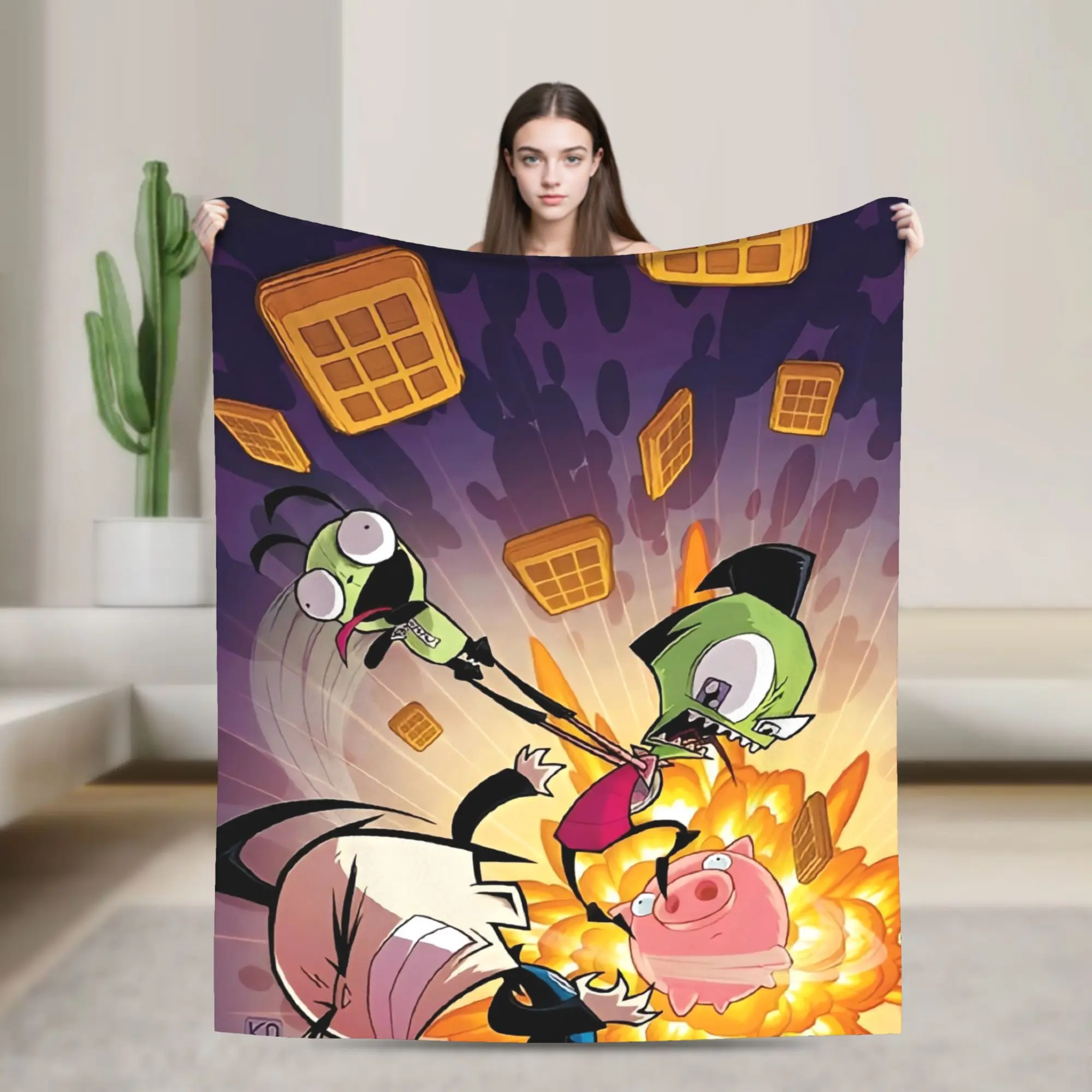 Invader Zim Movie Blankets Quality Warm  Throw Blanket Winter Picnic Couch Chair Funny Bedspread