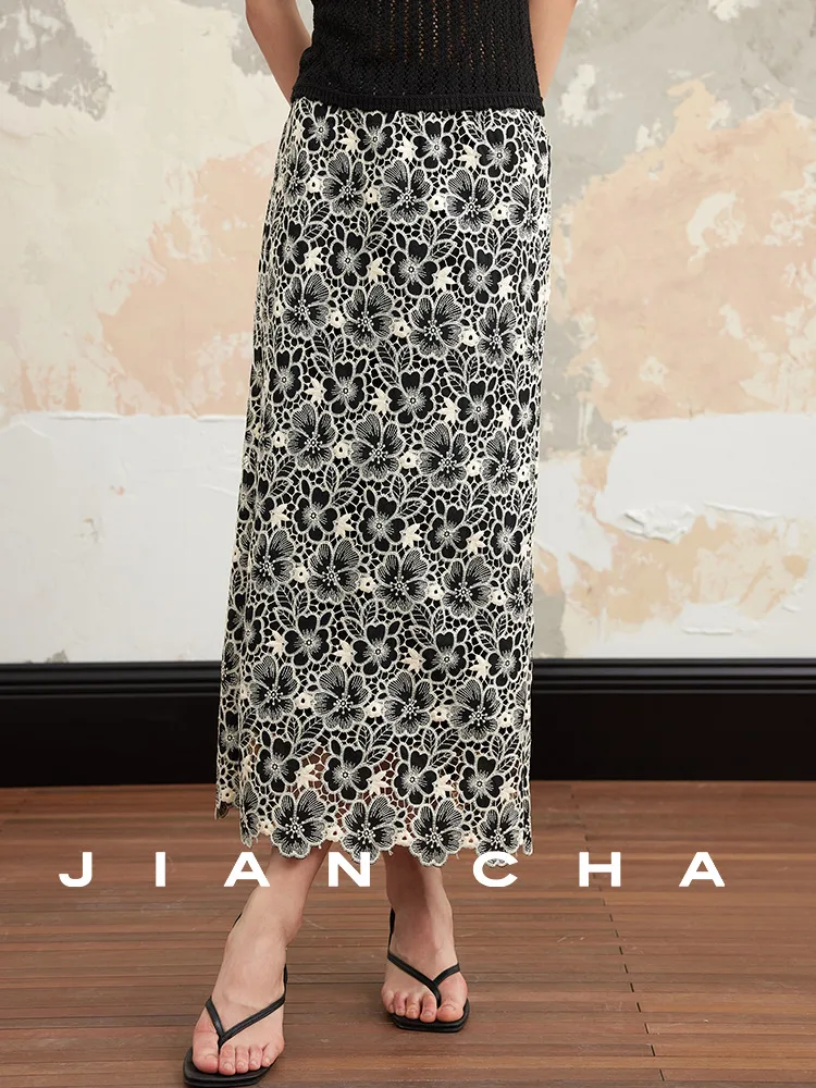 

Jiancha Secret Flower Растворимое кружево Тяжелое водорастворимое кружево с вышивкой Тысяча игл Прямая трубка f Юбка