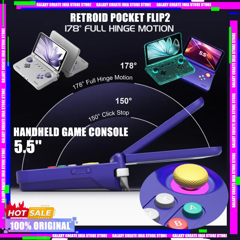 

Портативная игровая консоль Retroid Pocket Flip2, 5,5-дюймовый AMOLED-экран, выходной DP, процессор Snapdragon MediaTek, активное охлаждение, ОС Android