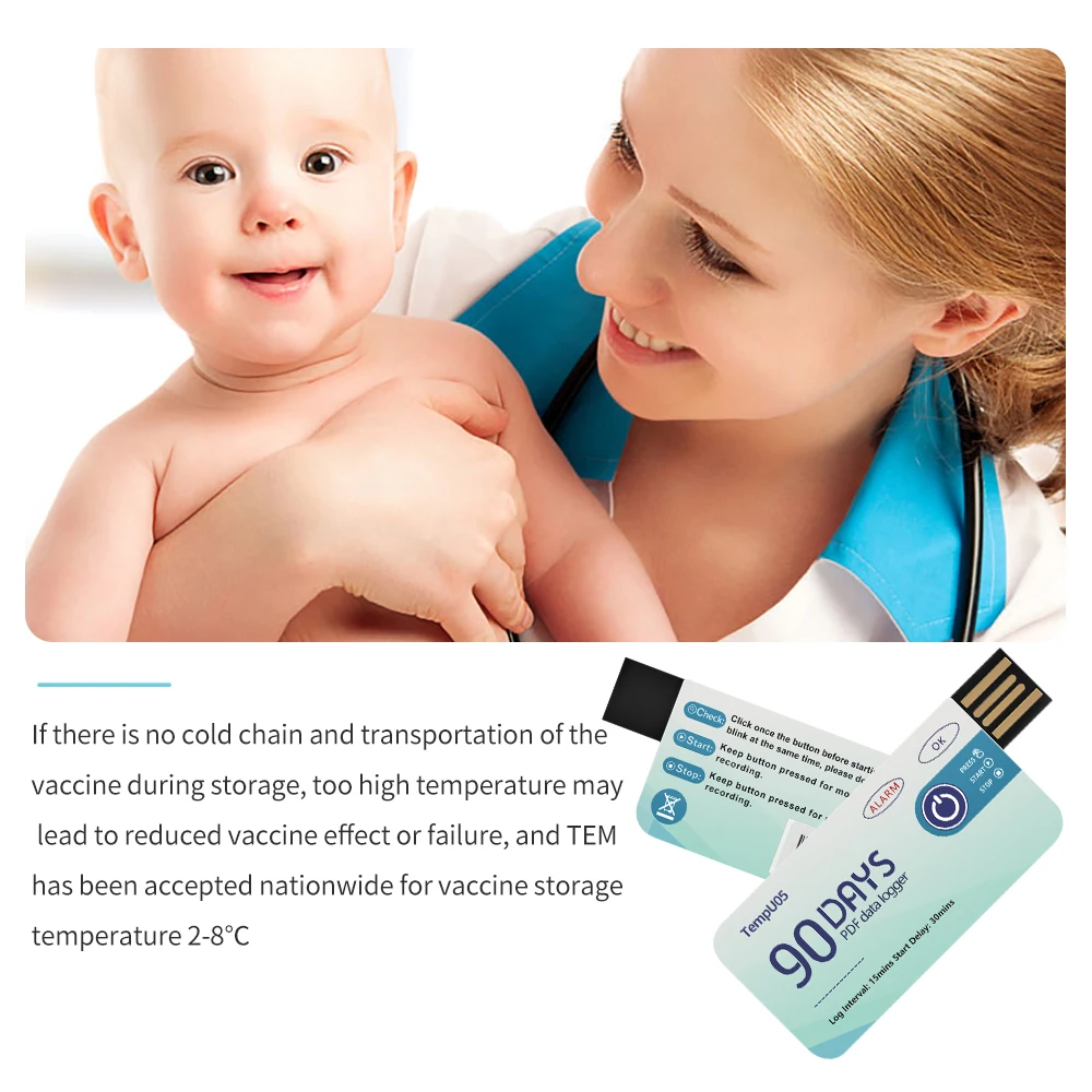 Rejestrator temperatury USB 60/90 dni, jednorazowy rejestrator temperatury z raportem PDF, rejestrator temperatury do transportu chłodniczego i magazynowania.