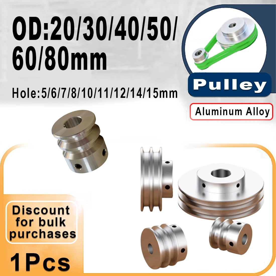 1pcs Type A, Double-slot V-belt Pulley,20mm 30mm40mm 60mm 80mm Aluminum V-belt Pulley Motor Belt Drive Wheel
