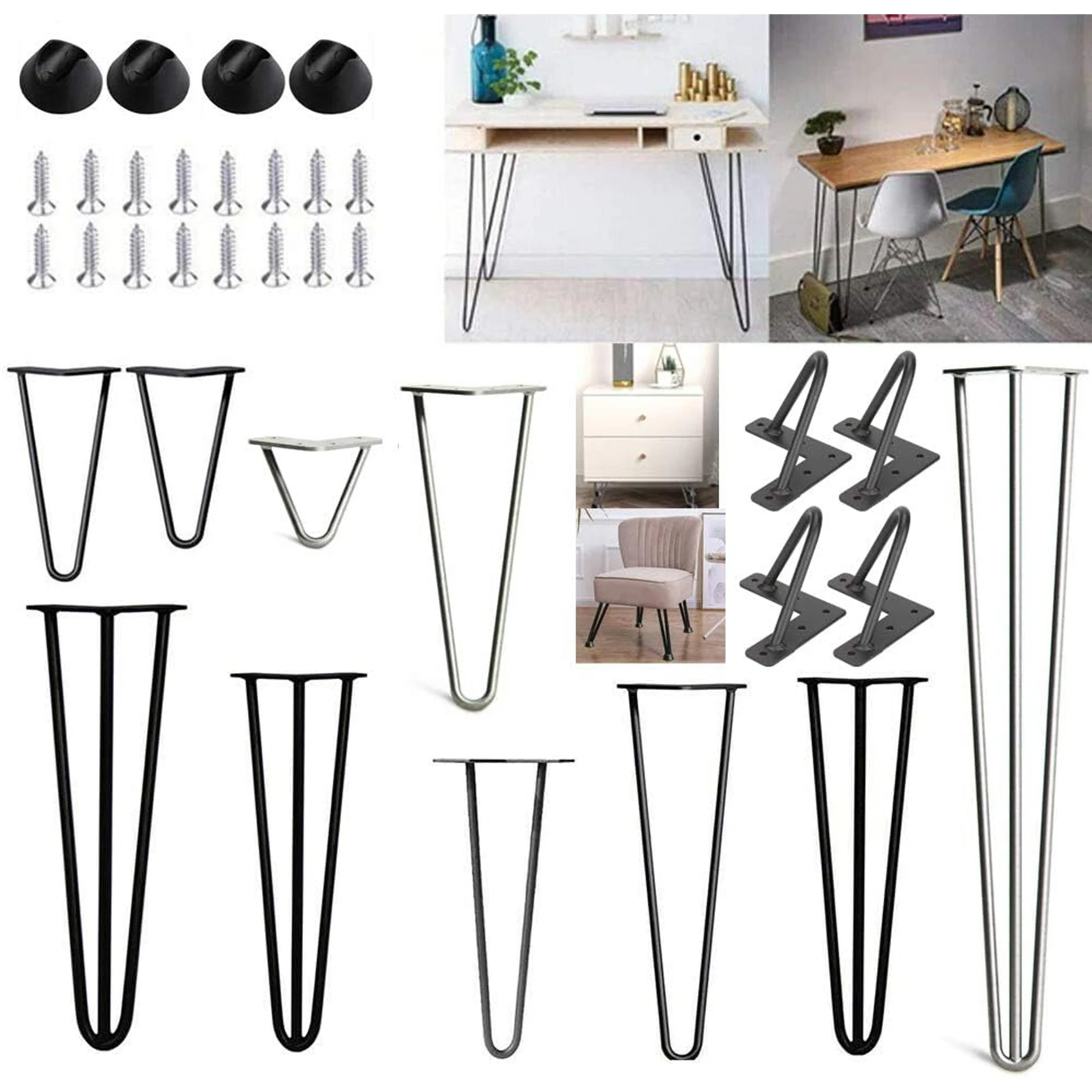 jeu-de-4-pieds-de-table-en-forme-d'epingle-a-cheveux-4-8-10-12-14-16-28-34-pouces-avec-protections-de-pieds-et-vis-gratuites-pour-meubles-bancs-et-bureaux