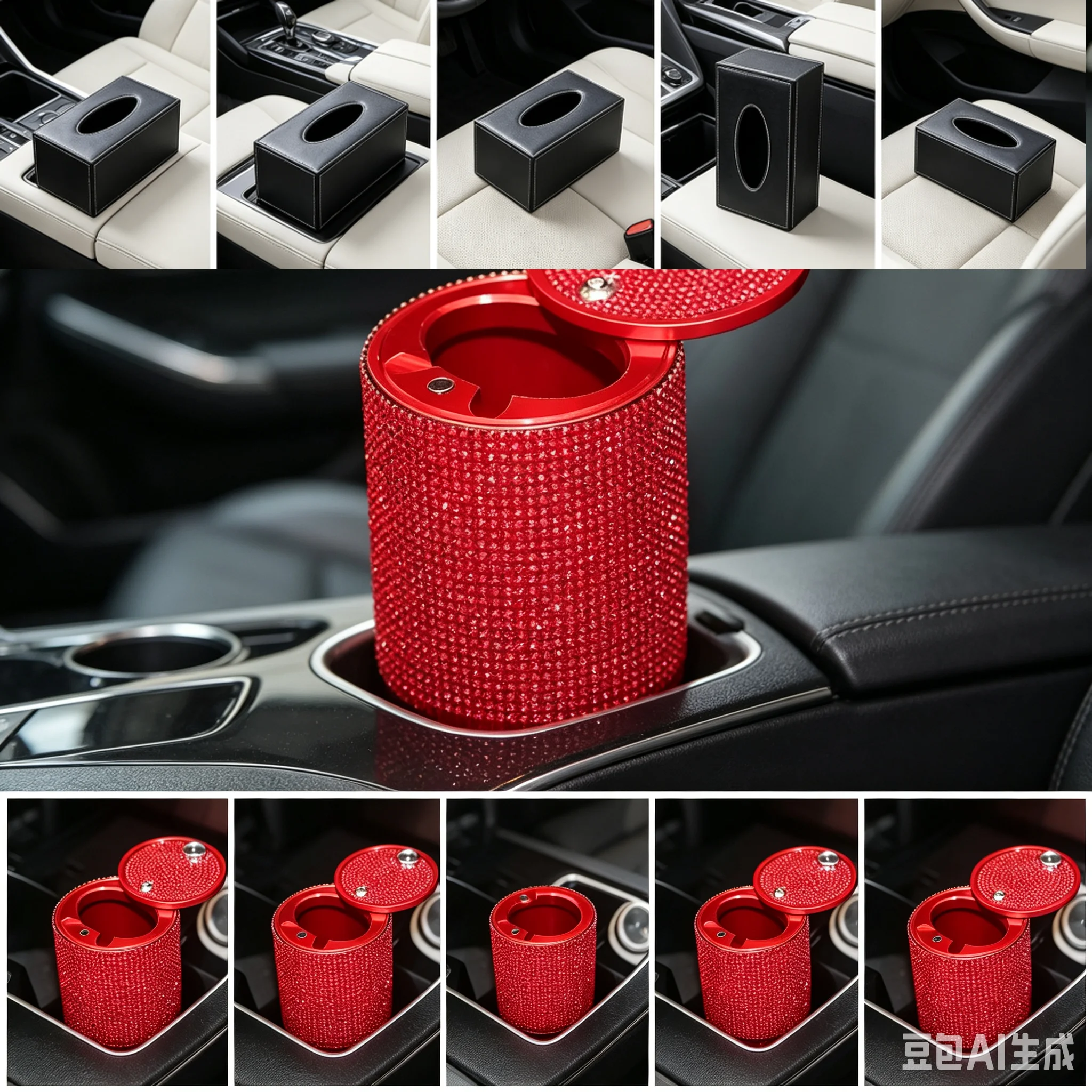 New Car Diamond Ashtray Portable Light Multi Purpose Universal Car Metal Mini Ashtray