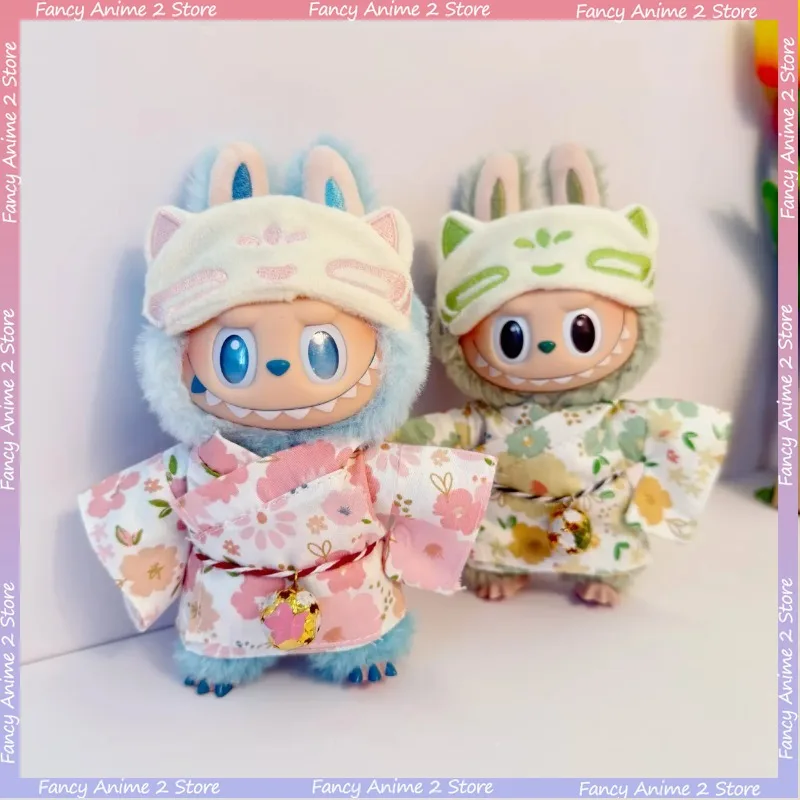 

Cute Partysu Kimono Clothes for 17cm Labubu Dolls Plush Doll Flower Kimonos with Hair Bands Festival Doll Lovely Clothes Gifts
