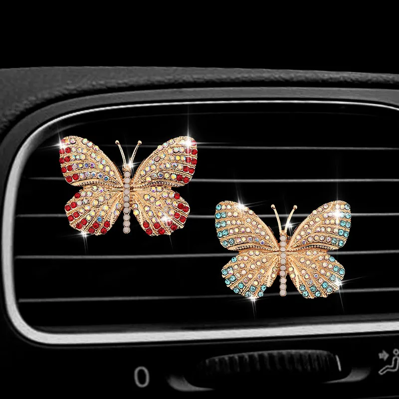 Diamond Butterfly Car Air Freshener Auto Outlet Perfume Clip Ornament In Car Diffuser Bling Car Accessories Interior Decor Gifts