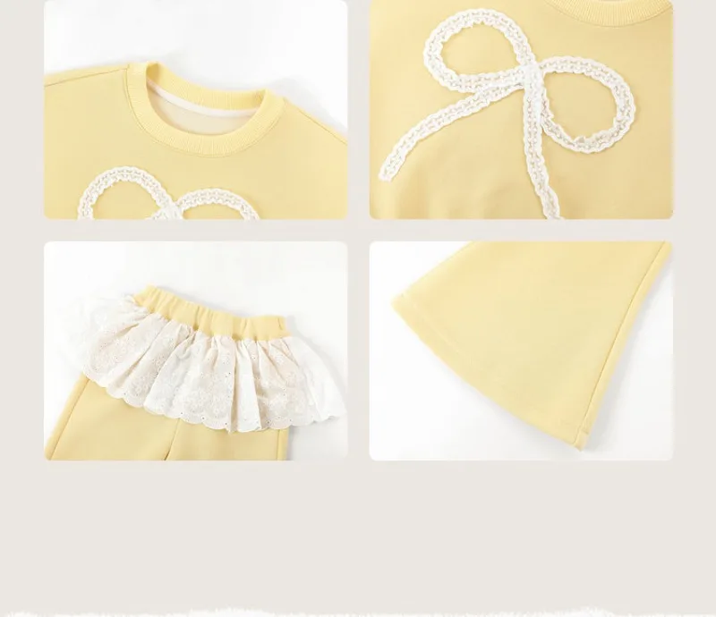 RAISE 2-8 Jahre Kinder Mädchen Zweiteiliges Outfit Herbst Kinder Mädchen Schleifen-Sweatshirt Trainingsanzüge 2026 Spitzenbesetzte Schlaghose Outfits – Detail 10
