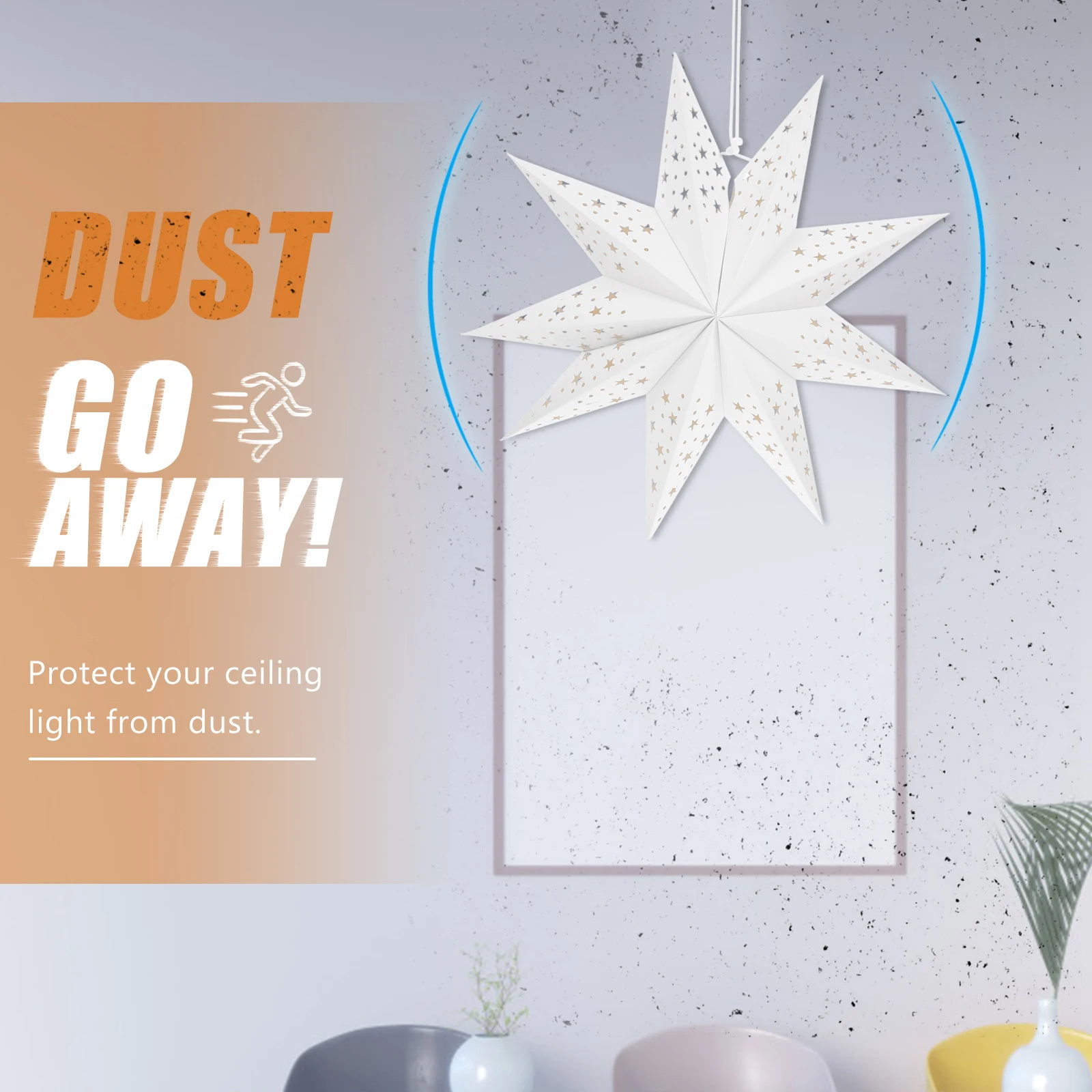 

45Cm Paper Stars Shaped Lantern Cover Hollow Out Illuminated White Festival Decoration For Wedding Party Home Bar Table Light