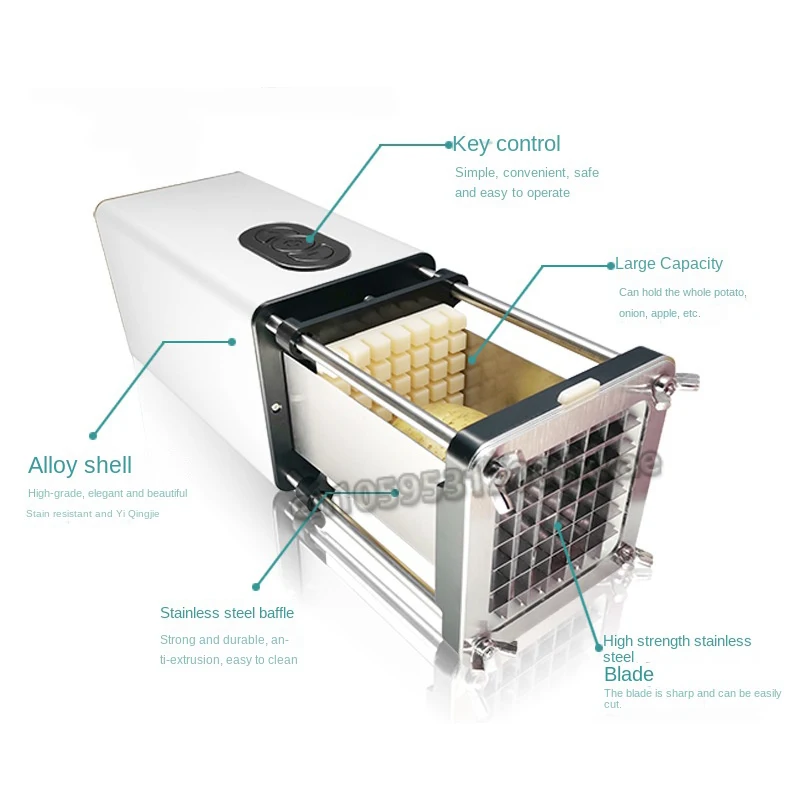 110V-240V Electric Potato Cutter Potato Chip Cutter Vegetable Cutting Machine Strip Dice Cube Slice Food Processor