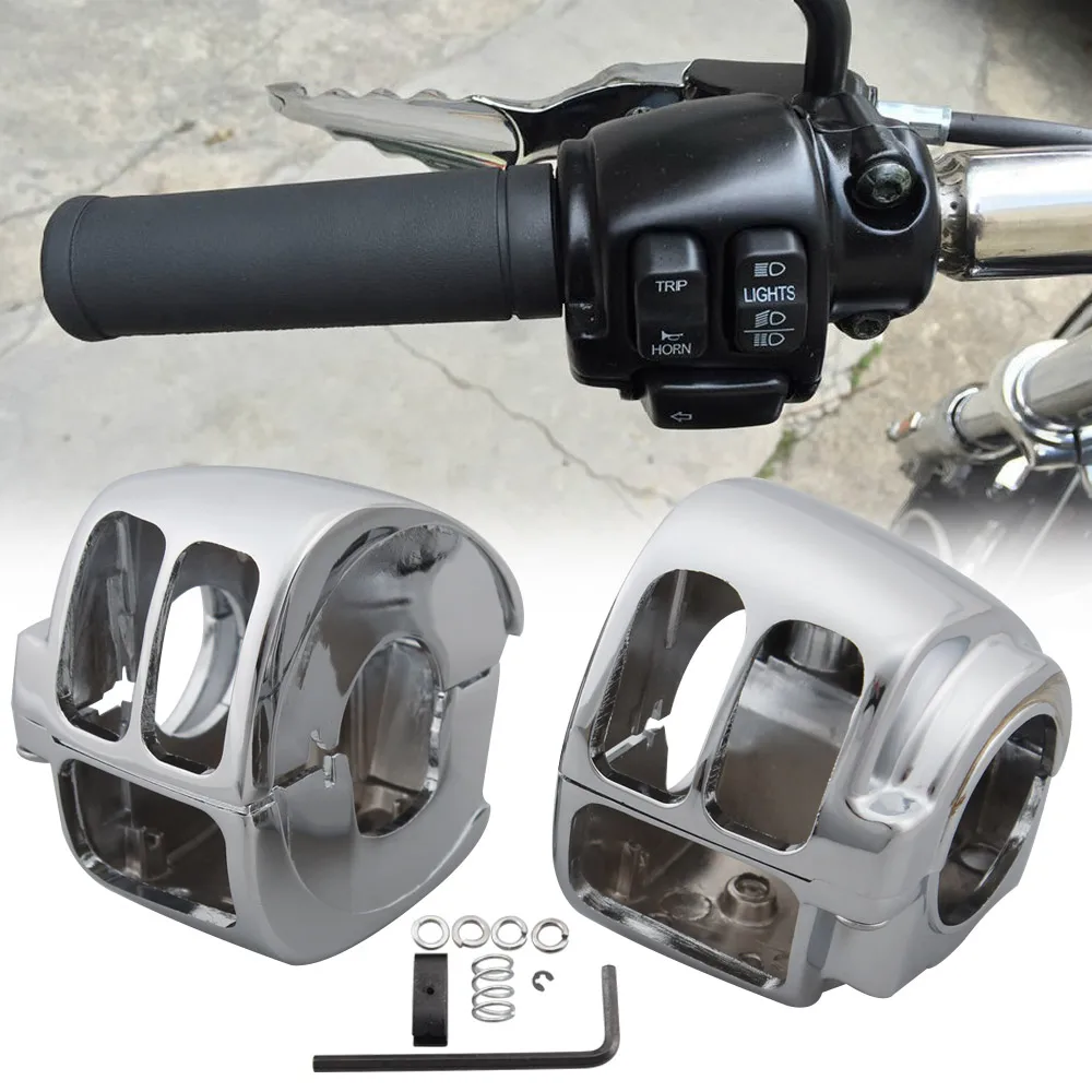 

Деталь мотоцикла, хромированная крышка корпуса переключателя, чехлы переключателей на руль для Harley Sportster 883 1200, Touring Road King Dyna Softail