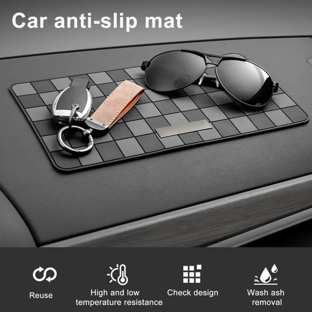 Car Dashboard Protector Anti-slip Mat Grid Pattern Non-magnetic High Temperature Resistant Mat for Car Interior Decoration