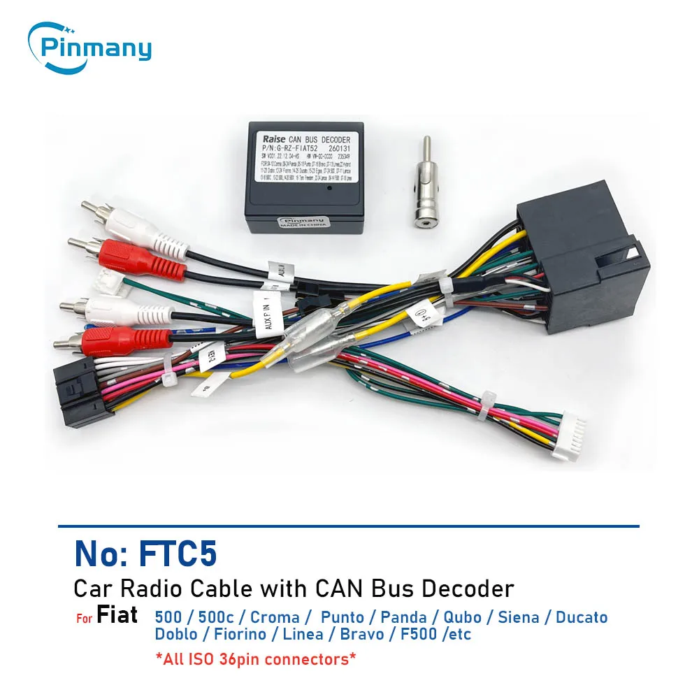 Cable de radio para coche FTC5, adaptador de cableado con decodificador CAN Bus para Fiat 500C, Croma, Panda, Ducato, Doblo, Fiorino, Bravo, Stilo.