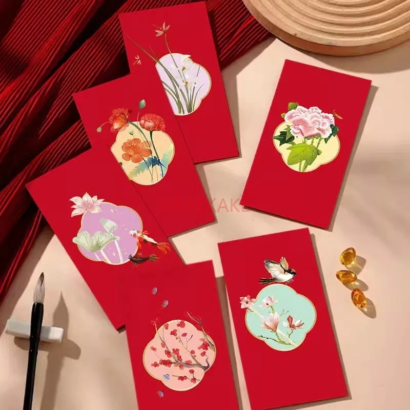 2025 new louver design with floral elements, Chinese red envelope, festive and auspicious red envelope