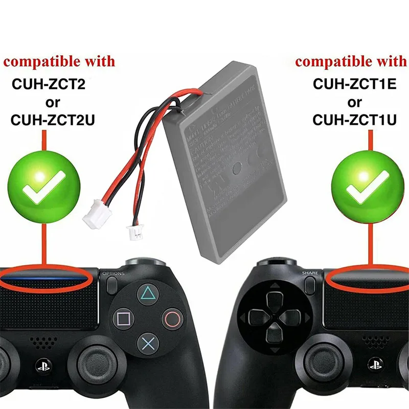 PURFIELD 1000mAh PS4 PS4Pro Battery Replacement for Sony Playstation 4 Dualshock 4 V1 V2 Controller CUH-ZCT2 CUH-ZCT2E CUH-ZCT1E