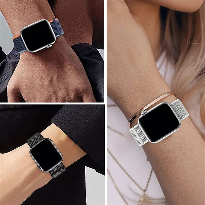 Nylon Strap For Apple Watch Band 44mm 40mm 49mm 45mm 41mm 42mm 46mm 49mm Bracelet Correa iwatch Series 10 9 8 se 7 6 5 4 3 Ultra