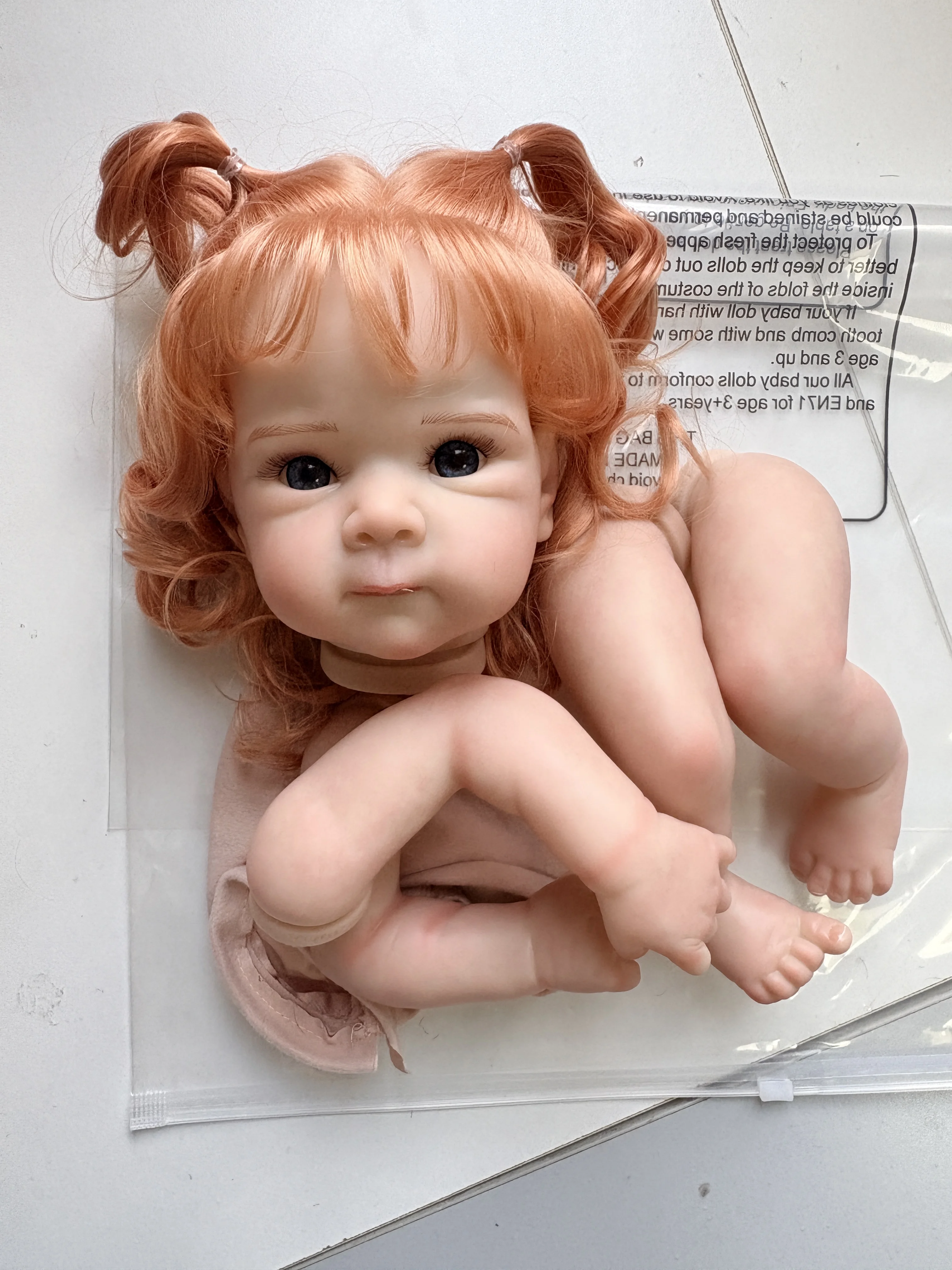 18Inch Unassembly Unfinished DIY Doll Kit Reborn Bettie Handmade 3D Skin with Implantation Hair Doll Kits Cloth Body Include