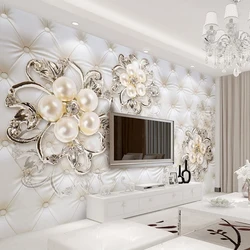 Papel tapiz fotográfico de lujo de estilo europeo de fantasía 3D, paquete suave estéreo en relieve, flores de perlas, Fondo de TV, Mural de pared, Hotel, sala de estar