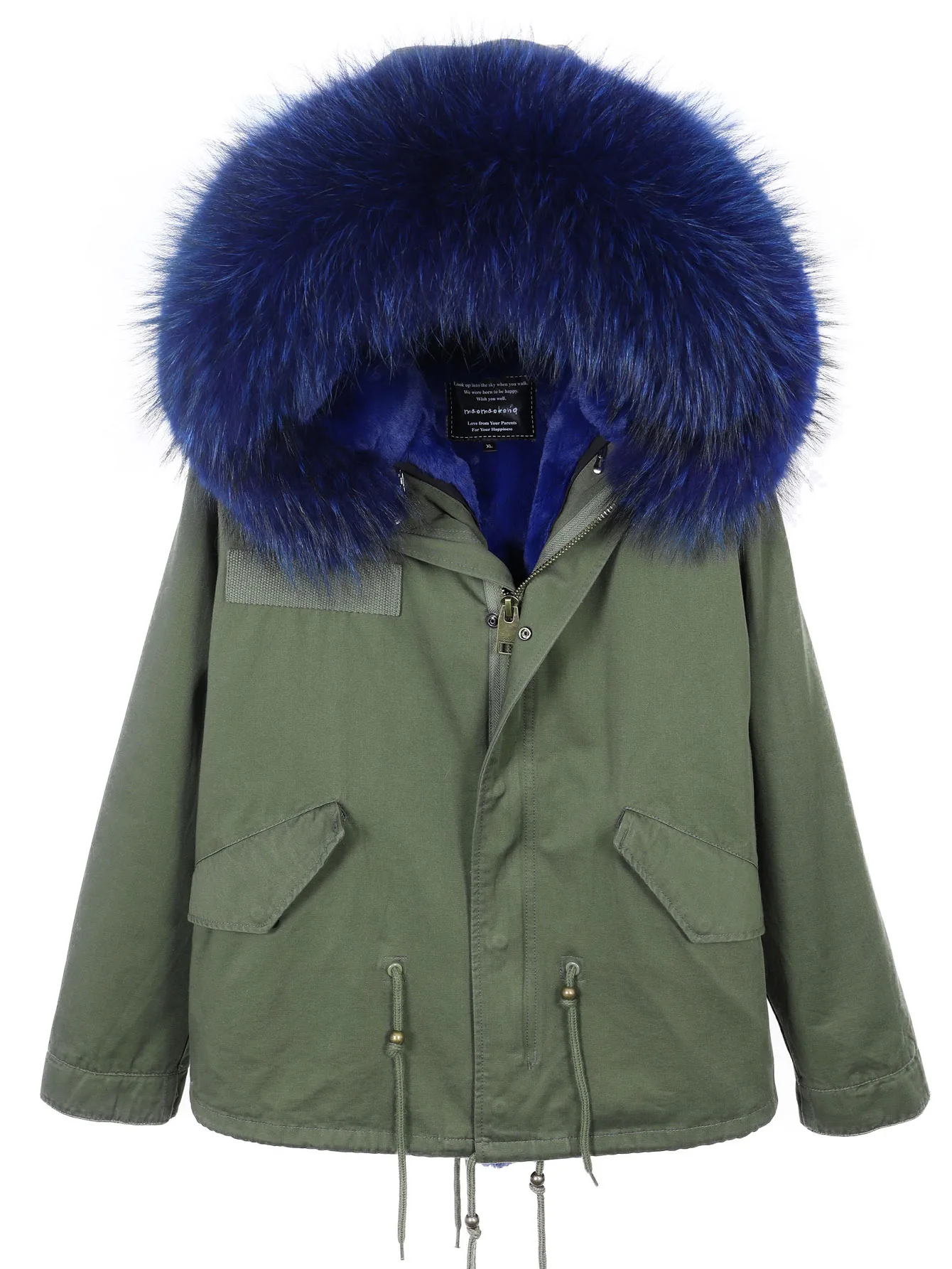 

2025 MAOMAOKONG New Women's Winter Real Fox Fur Coat Female Short Natural Raccoon Big Fur Collar Parka Bomber Jacket Slim