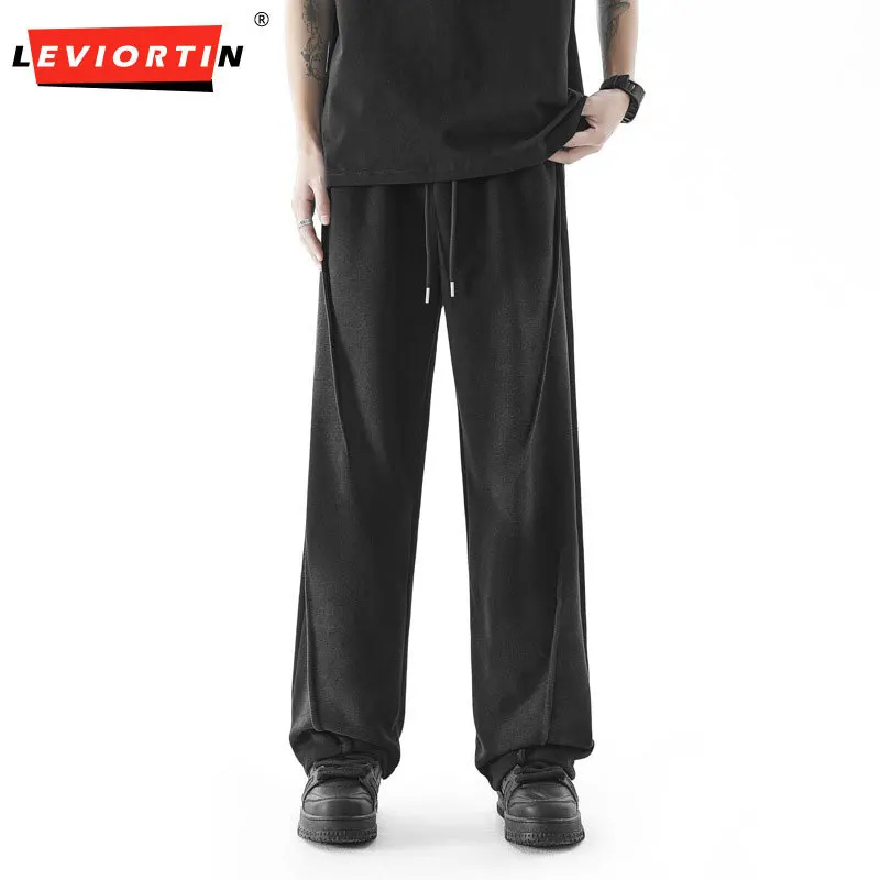 

Летние новые мужские корейские модные универсальные свободные однотонные висячие удобные повседневные спортивные широкие брюки