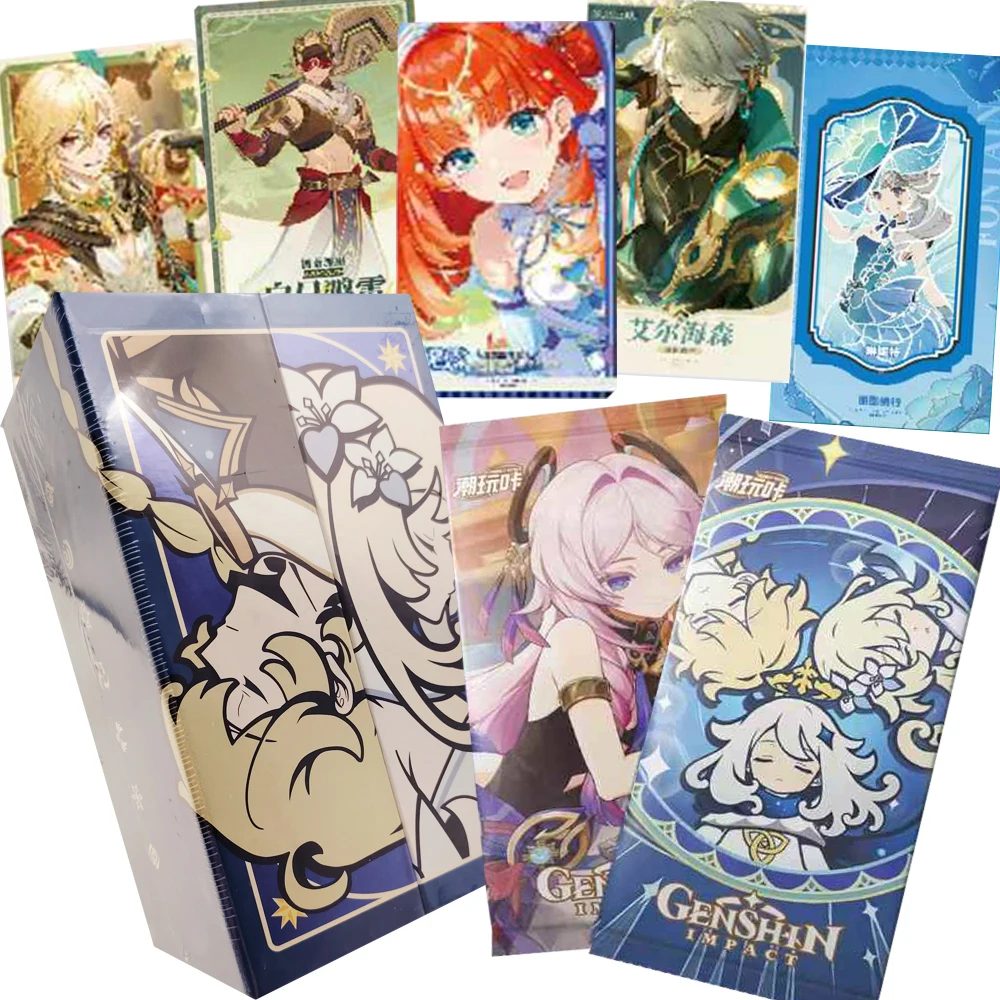 Hot IP Genshin Impact Collection Cards Fantasy Adventure Role-playing Game Peripheral Colorful Enamel Cards Kids Table Toy Gifts